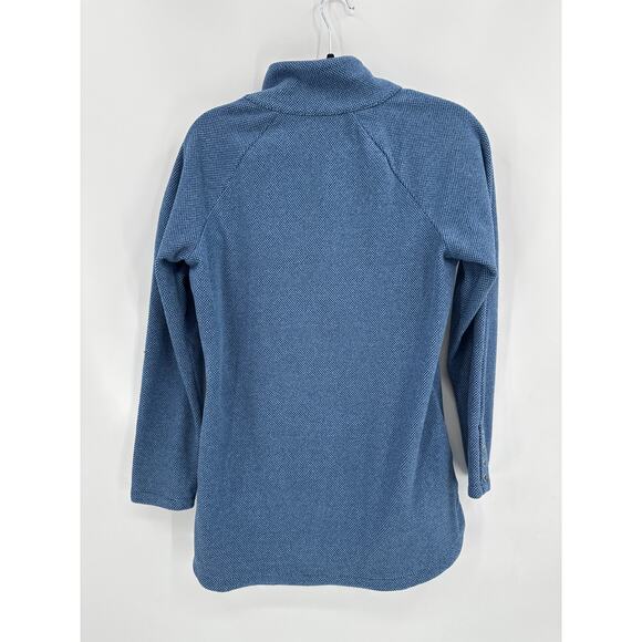 J McLaughlin Marisa Fleece Top Button Detailed High Neck Blue Size Medium - Picture 8 of 10